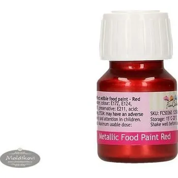 Potravinářské barvivo FunCakes Jedlá červená metalická potravinářská barva Metallic Food Paint Red - 30 ml