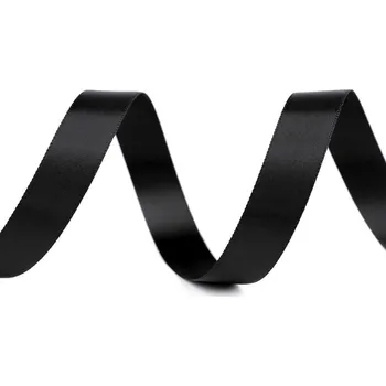 Stuha Atlasová hedvábná stuha oboulící šíře 15 mm matná návin 20 m - 900 černá