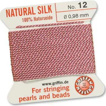 Korálek GRIFFIN Hedvábná nit s jehlou 0,98 mm/2m růžová