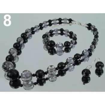 Náhrdelník Sada z plastových broušených korálků - 8 černá