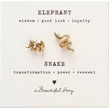 Náhrdelník Brož AW31282 Brooch set Elephant- Snake zlatá s hadem a slonem