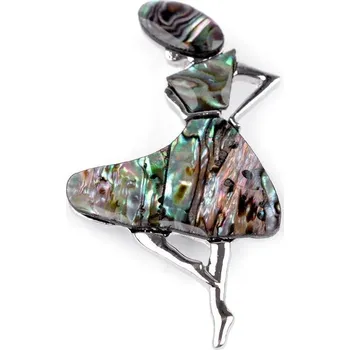 Brož Brož baletka perleťová - zelenomodrá tm. platina