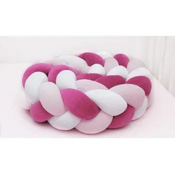 Příslušenství pro dětskou postel a kolébku Scamp Mantinel do postýlky cop (Bílá-růžová-pink) - 210 cm