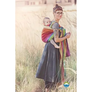 Šátek na nošení dítěte Little Frog Agate Choco se lnem - délka 5,2m