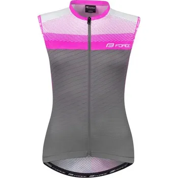 cyklistický dres FORCE Dámský dres s krátkým rukávem Force Acceler, šedo-růžový - XXL (193-201cm)