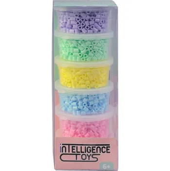 Dětské navlékací korálky Korálky plastové k navlékání 6x 500ks pastelové barvy v krabičce