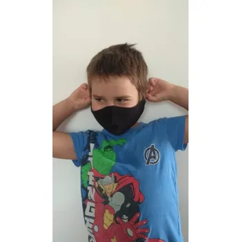 rouška Černá dvouvrstvá bavlněná rouška pro děti