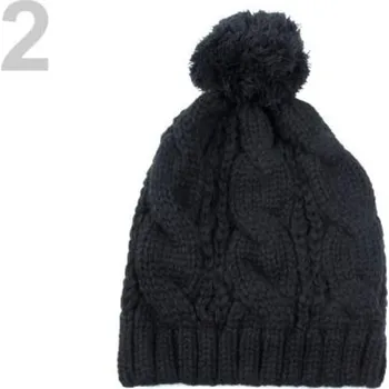 Čepice Pletená dívčí čepice s copánky (1 ks) - 2 černá