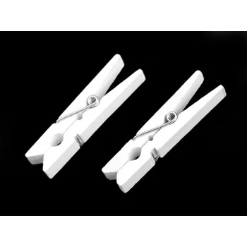 Dekorace do dětského pokoje Dřevěný kolíček jednobarevný balení 10 kusů - 2 bílá