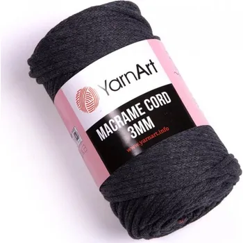 Galanterie Pletací příze Macrame Cord 3mm 250 g - 758 tm. šedá