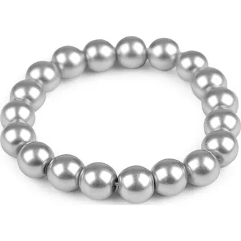 Náušnice Perlový náramek - 12 šedá sv.