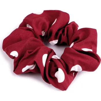 Gumička do vlasů s puntíky - 4 červená tmavá