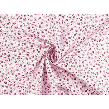 Bavlněná látka / plátno drobné květy METRÁŽ - 1 (22373-2) bílá červená