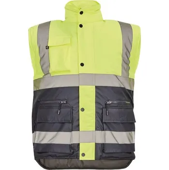 reflexní vesta Cerva Zateplená pánská reflexní vesta HELLIN - Žlutá / tmavě modrá | 3XL