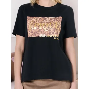 Sinsay - Tričko s ozdobným potiskem - černá - 257DF-99X - 257DF-99X-S