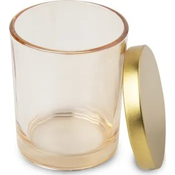 Dóza na potraviny Skleněná rose gold nádoba s andělskou aurou na svíčku s víčkem 70x85mm