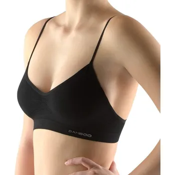 Dámský top s úzkými ramínky, úzká ramínka, bezešvé, Eco Bamboo 07015P - černá - M/L