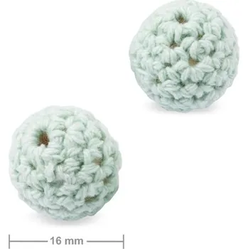 Korálek Háčkované korálky kulaté 16 mm Mint Green