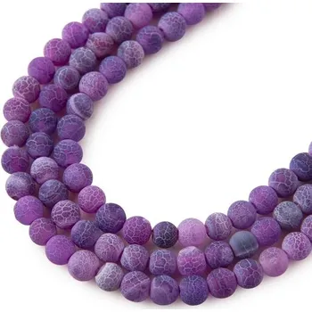 Dětské navlékací korálky Korálky z minerálu Fialový praskaný achát matný 4 mm