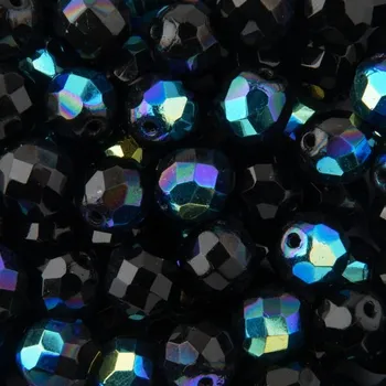 Dětské navlékací korálky Manumi české broušené korálky 10 mm Jet AB