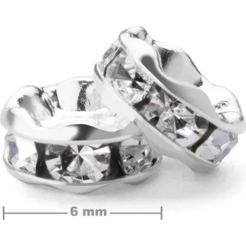 Korálek Manumi štrasová rondelka 6 mm stříbrná Crystal