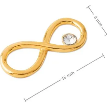 Přívěsek Stříbrný spojovací díl nekonečno s kamínkem SWAROVSKI 16 mm pozlacený 24K zlatem