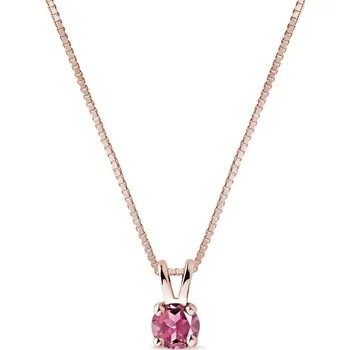 Náhrdelník Náhrdelník z růžového zlata s kulatým turmalínem KLENOTA