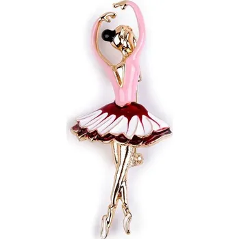 Brož Brož s broušenými kamínky baletka - 6 růžová sv. zlatá