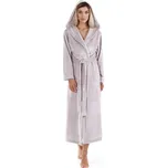 Dámský dlouhý hřejivý župan s kapucí SIENA šedá - XL