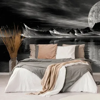 Tapeta Dovido Tapeta futuristická černobílá planeta