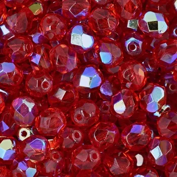 Dětské navlékací korálky Manumi české broušené korálky 6 mm Siam Ruby AB