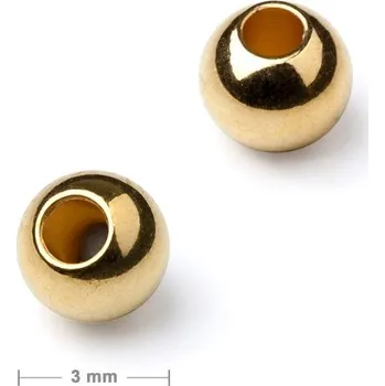 Korálek Kovový korálek plný 3 mm v barvě zlata