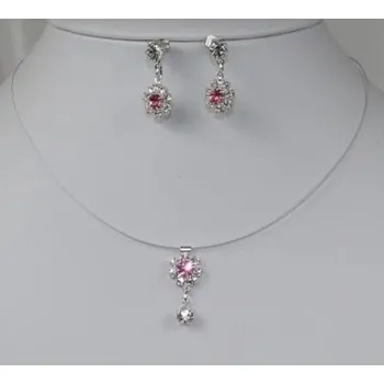 Souprava šperků Soupravy bižuterie - Lehké štrasové šperky - 5804-0021+5802-0096 - MS05 - Krystal, světle zelená - stříbro