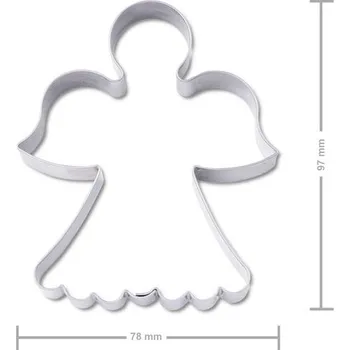 Vánoční dekorace vykrajovátko anděl 78×97mm stříbrná