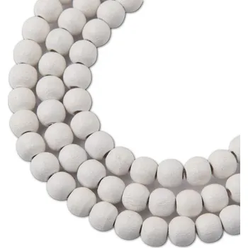 Korálek Manumi české dřevěné korálky 6 mm bílé