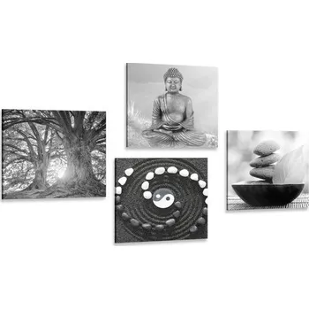 Obraz Dovido Set obrazů Feng Shui v černobílém stylu