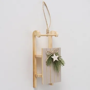 Vánoční dekorace Dřevěná dekorace lyže/sáně/brusle na zavěšení 1ks, 10x2x17 cm - Sáně