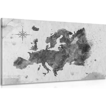 Obraz Dovido Obraz retro mapa Evropy v černobílém provedení