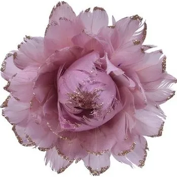 umělá květina Květina na klipu z peříček růžová, 11x11x5 cm