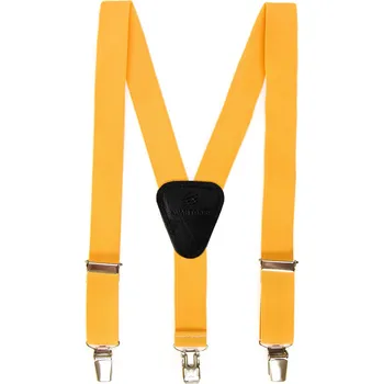 Kšandy Avantgard Chlapecké šle Y s koženým středem a zapínáním na klipy - 25 mm žlutá, černá kůže 862-902723