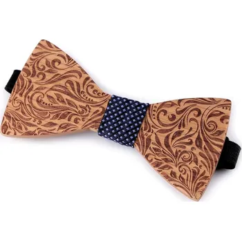 Svatební dekorace Dřevěný motýlek - 15 přírodní stř. modrá