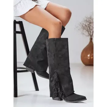 Dámské kozačky Dámské boty DSTREET ZY1287 ČERNÁ 38