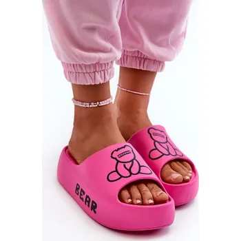 Dámské pantofle Dámské pěnové žabky na masivní podrážce s medvědem Lamira Barva: Růžová, Velikost: 36/37