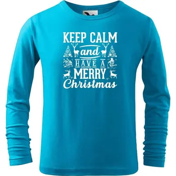 Chlapecké oblečení DOBRÝ TRIKO Dětské bavlněné triko Keep calm Christmas Velikost: 158/12 let, Barva: Tyrkysová