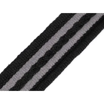 Oboustranný popruh šíře 38 mm METRÁŽ - černá šedá