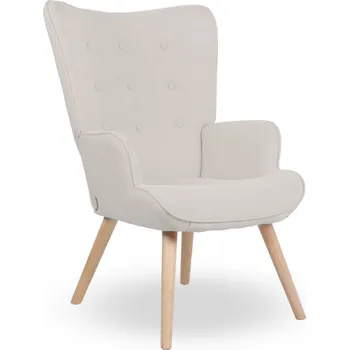 Křeslo Křeslo ušák LUGO — masiv, látka, přírodní / krémová