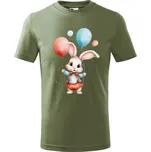 Dětské tričko Zajíček s balónky Velikost: 110 /4 roky, Barva trička: Khaki