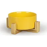 Aminela keramická miska v dřevěném stojanu - žlutá 750ml