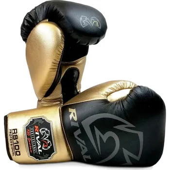 Boxerské rukavice Boxerské rukavice Rival RS100 Professional Sparring Gloves Barva: Černo-zlatá, Velikost: 18oz