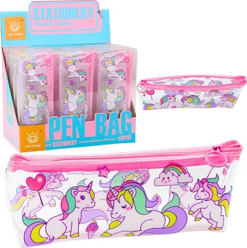 Penál LEAN Školní penál průhledný Jednorožci 20 x 8,5 x 4cm